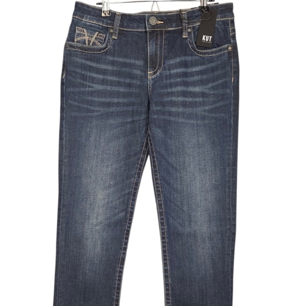 Kut From The Kloth Stevie Straight Leg Jeans Women 6 Blue Dark Wash Stretch NEW